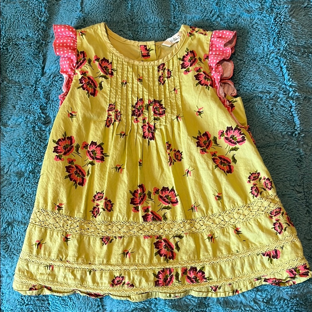 Floral Yellow/Green Tunic with Pink Floral Accents - Matilda Jane size 6